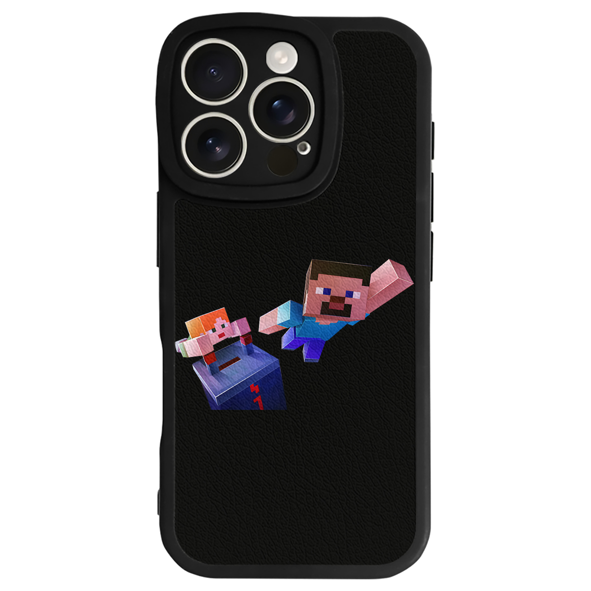 （画像用） マインクラフト ブロックの世界 Minecraft MC Block world 【iPhone 16シリーズ対応】シリコンスマホケース（レザー調） 材質：シリコン